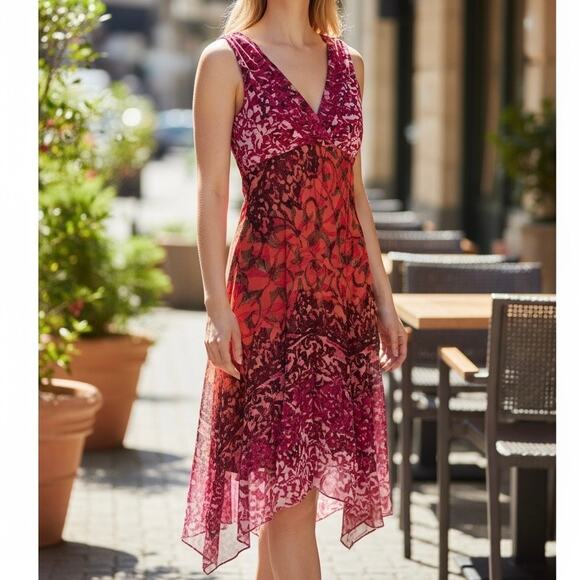 Rabbit Rabbit Rabbit Dresses & Skirts - Rabbit Rabbit Rabbit Women's 90s Handkerchief Hem Dress Size 10 Red Pink